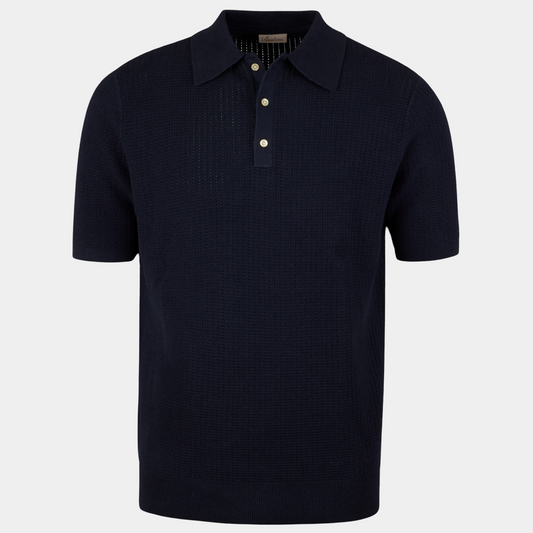 Polo Shirt Navy Knitted Crochet
