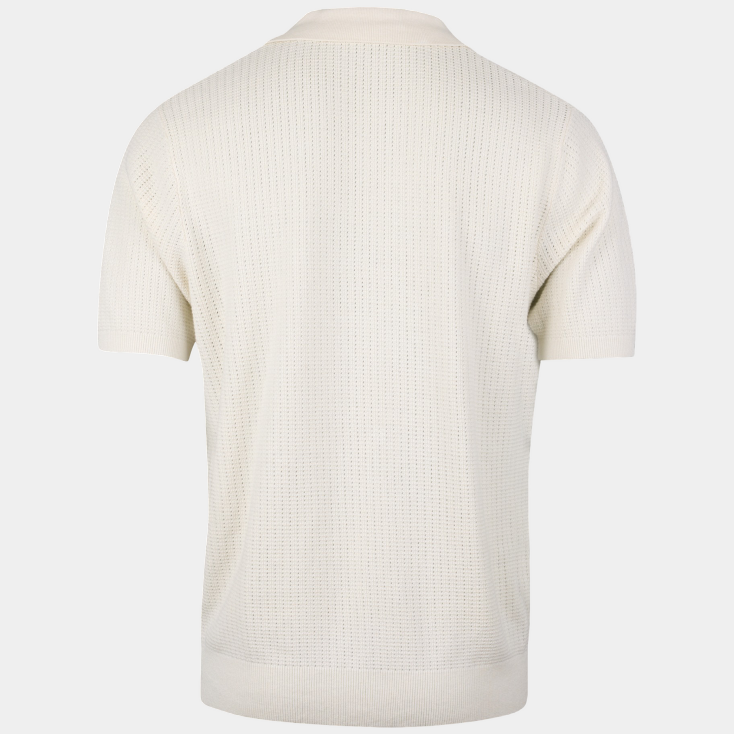 Polo Shirt Off-White Knitted Crochet