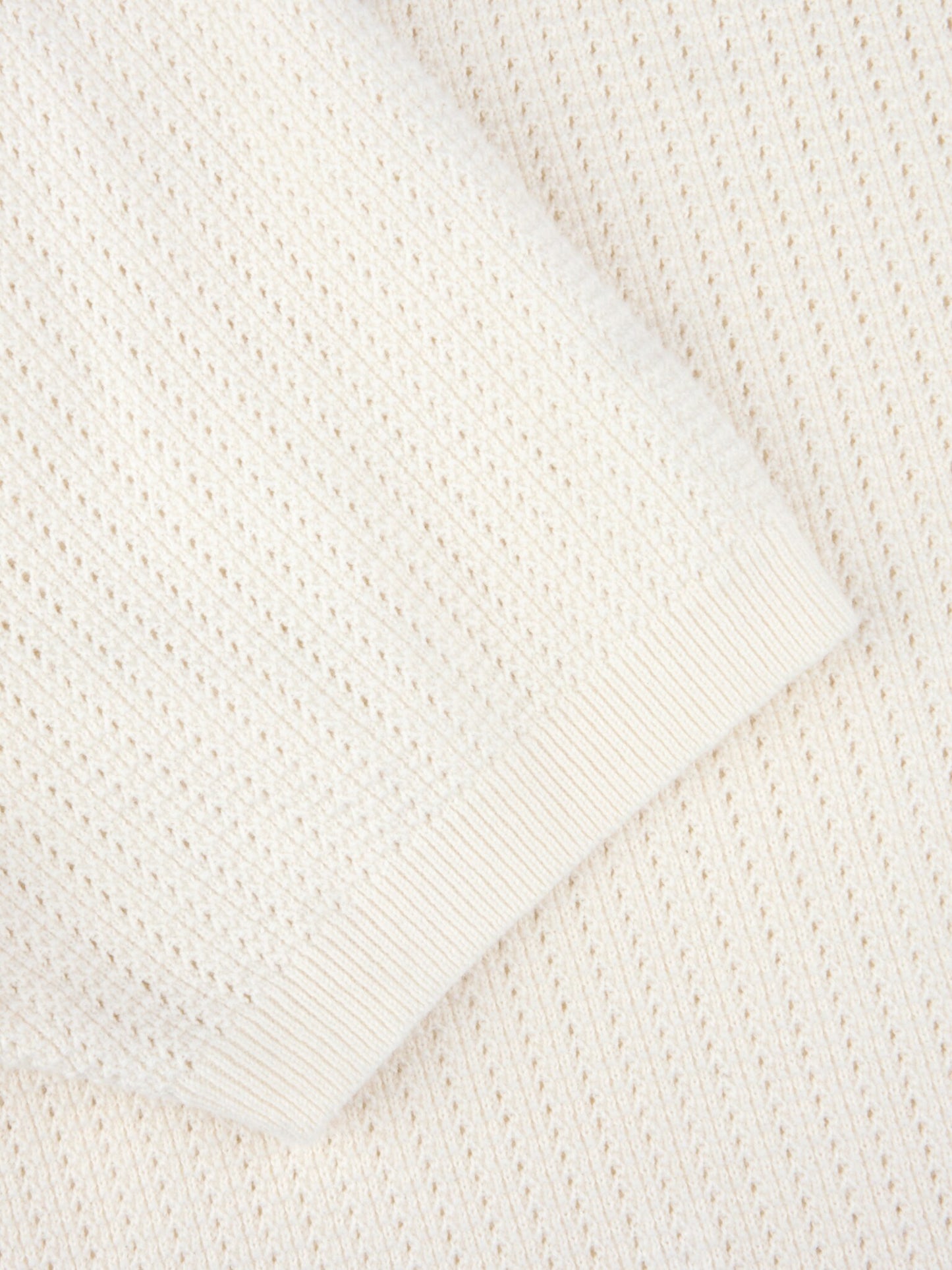 Polo Shirt Off-White Knitted Crochet