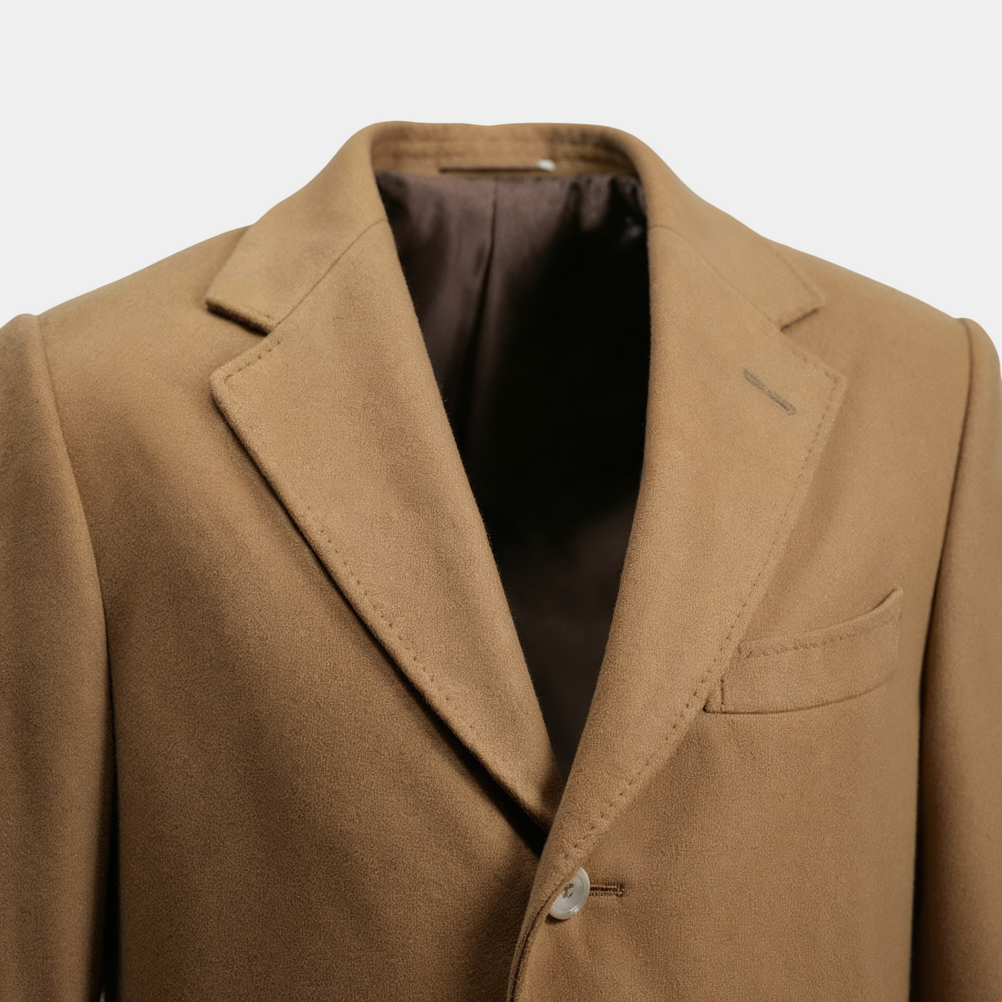 Wollmantel Beige Einreihig