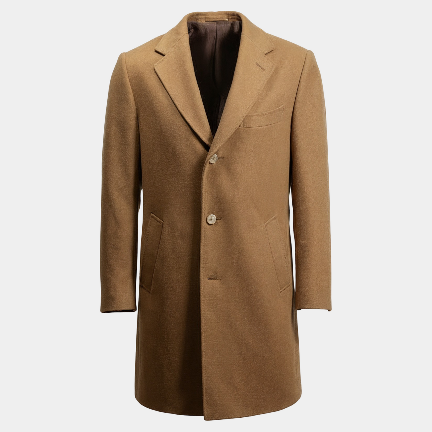 Wollmantel Beige Einreihig