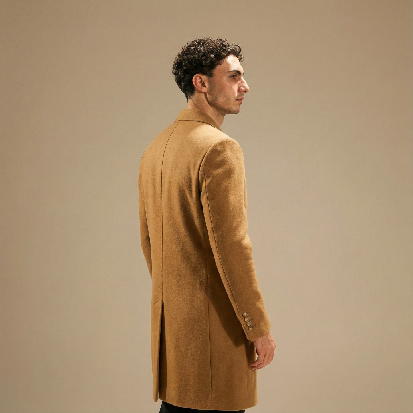 Wollmantel Beige Einreihig