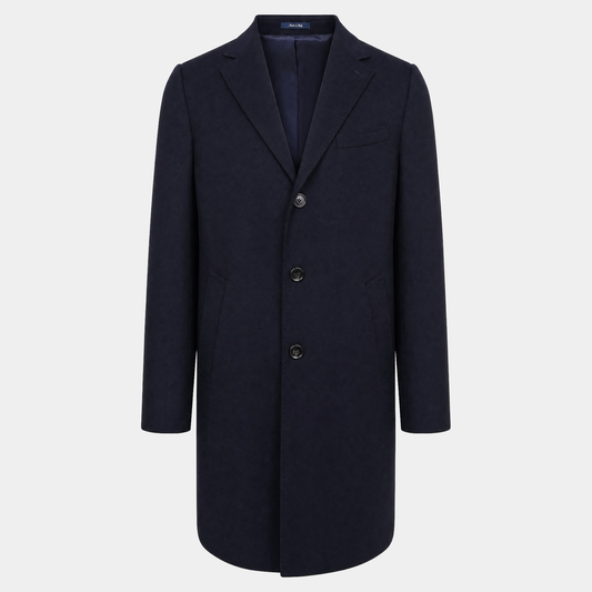 Wollmantel Navy Einreihig Made in Italy