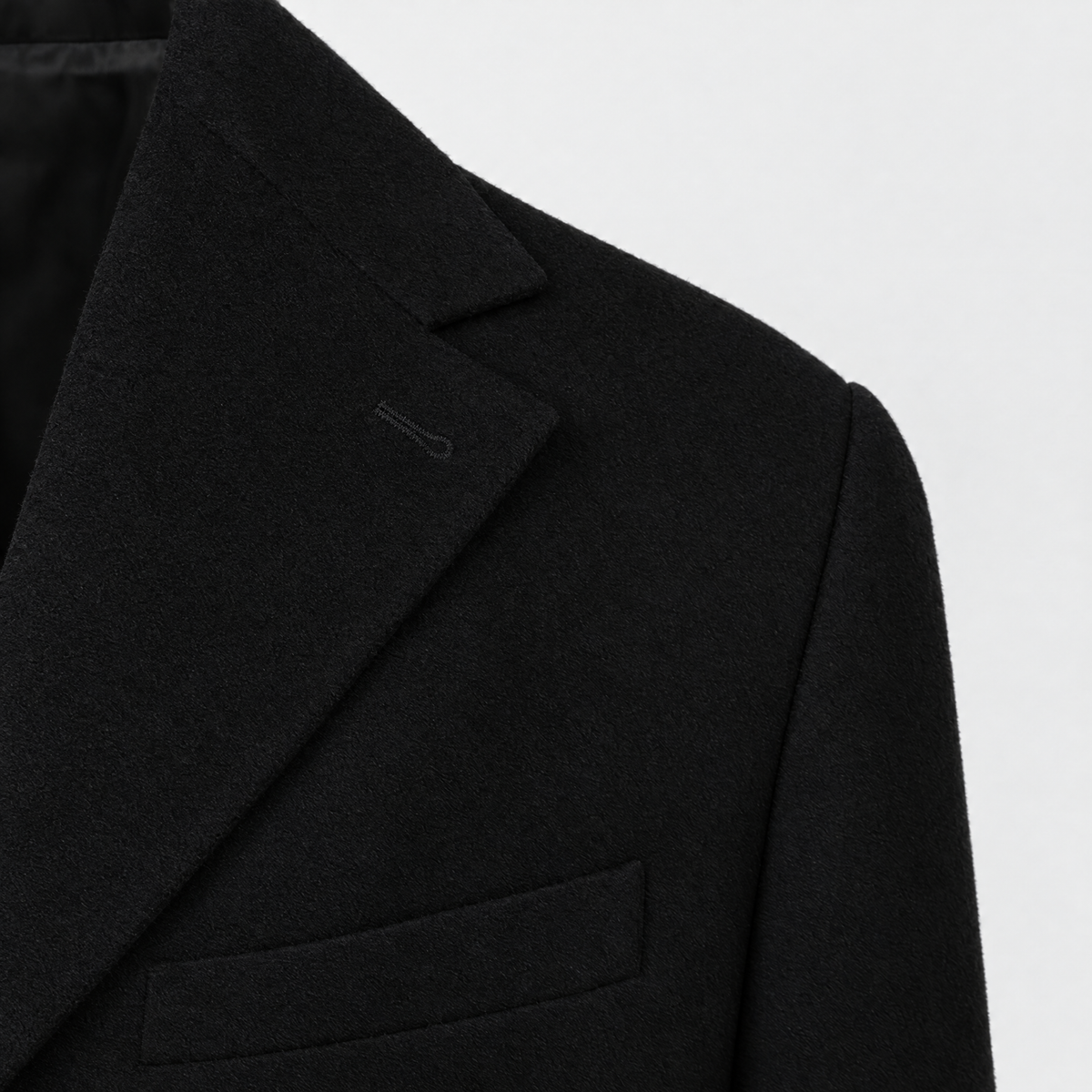 Wollmantel Schwarz Einreihig Made in Italy