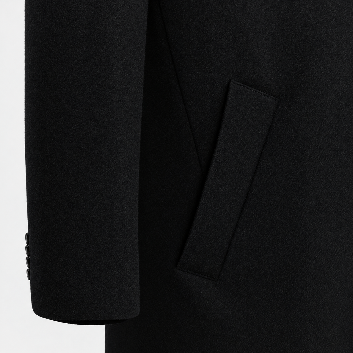Wollmantel Schwarz Einreihig Made in Italy