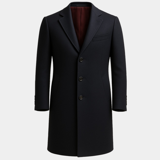 Wollmantel Navy Einreihig