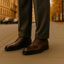 Oxford Schuhe Leder Cap Toe - Dunkelbraun - Made in Spain