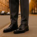 Oxford Schuhe Leder Cap Toe - Schwarz - Made in Spain