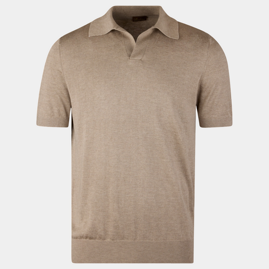 Polo Shirt Light Grey Knitted Seide/Kaschmir