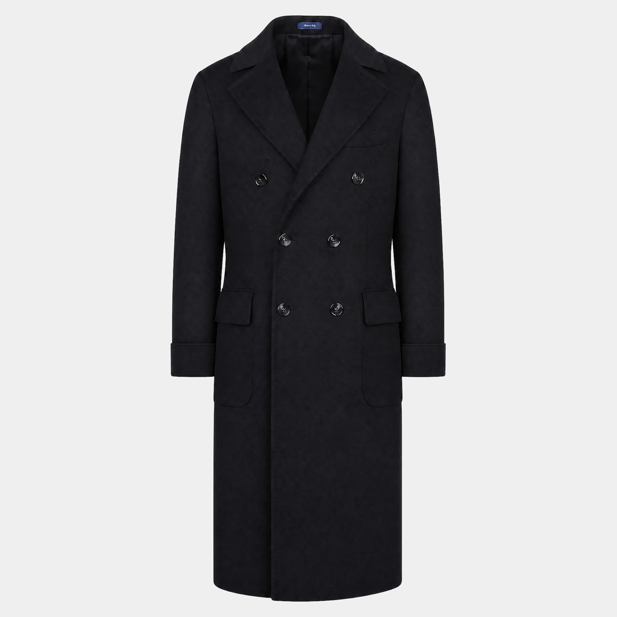 Polo Coat Black Wool Cashmere Made in Italy