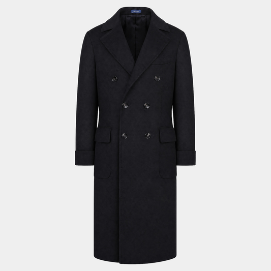 Polo Coat Black Wool Cashmere Made in Italy