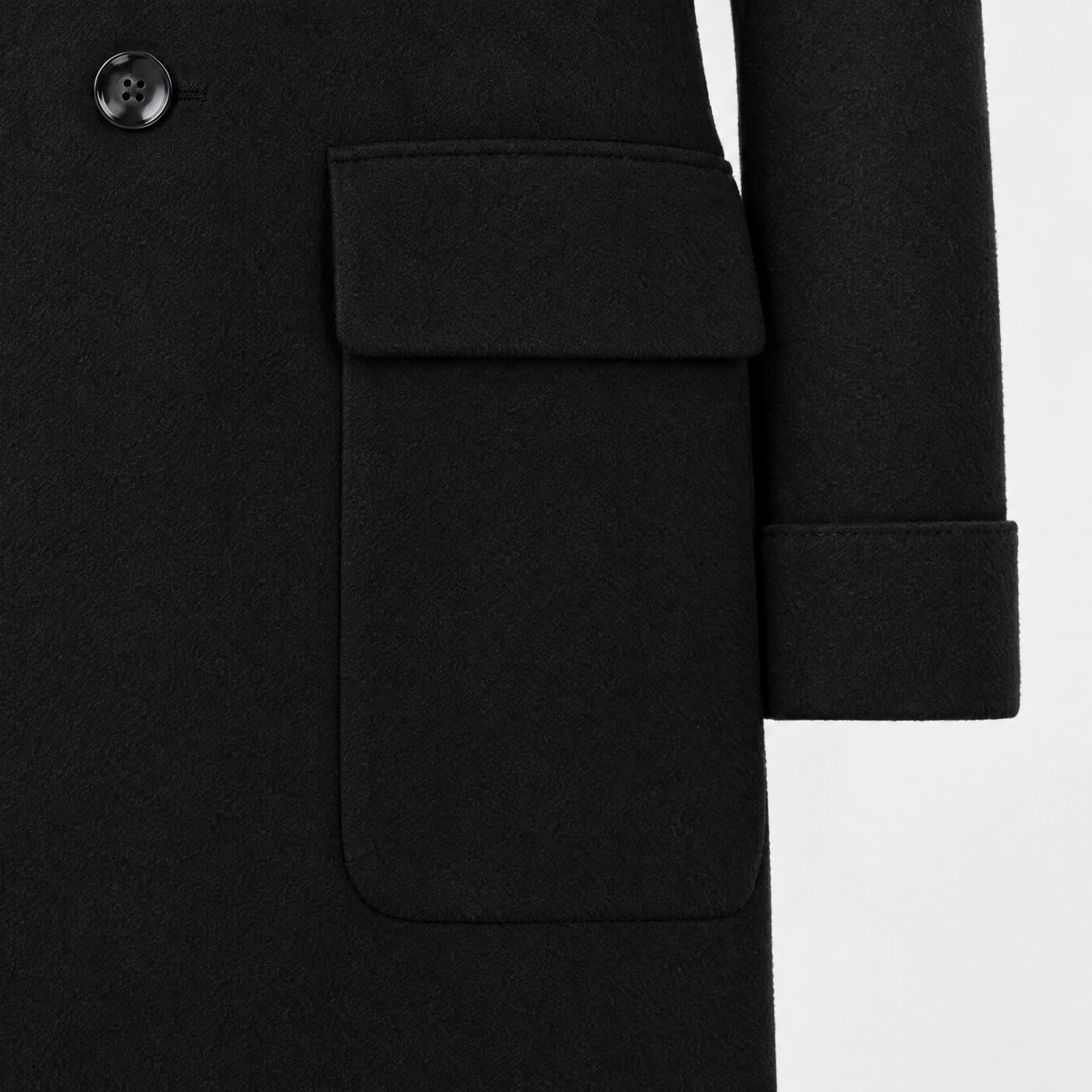 Polo Coat Black Wool Cashmere Made in Italy