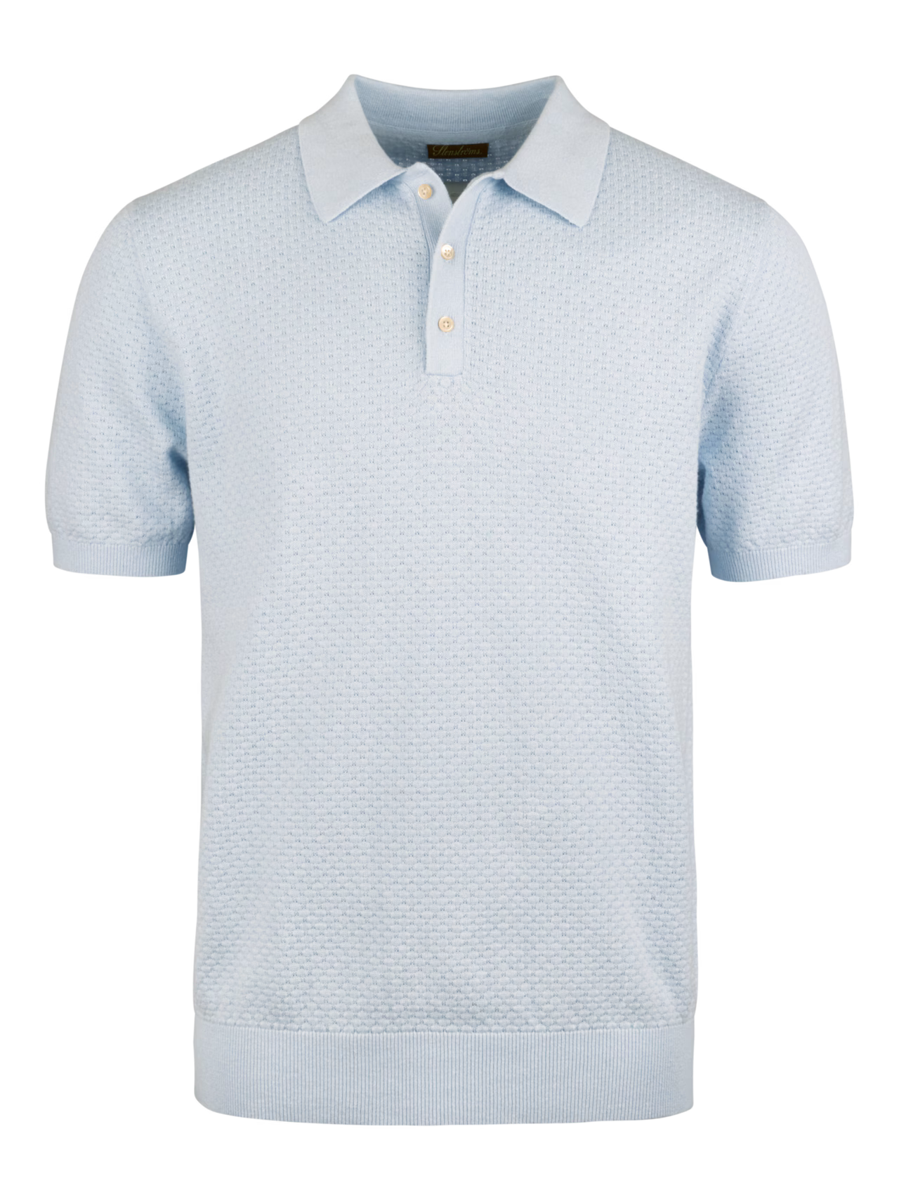 Stenströms Poloshirt Knitted Cotton Light Blue