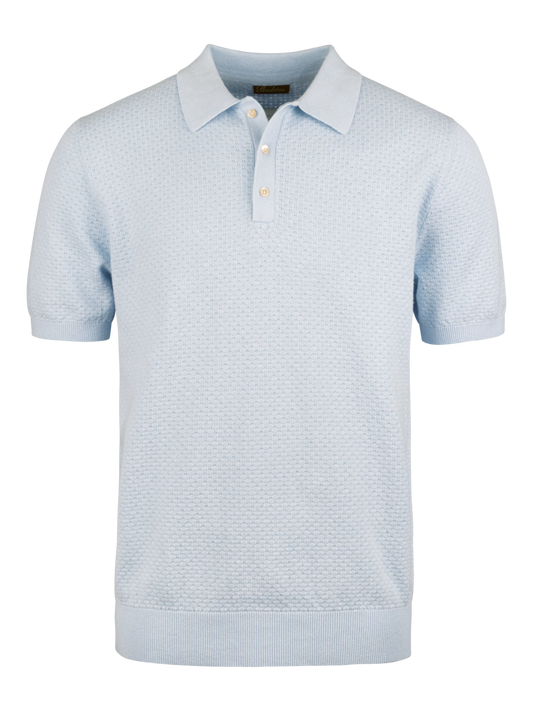 Stenströms Poloshirt Knitted Cotton Light Blue