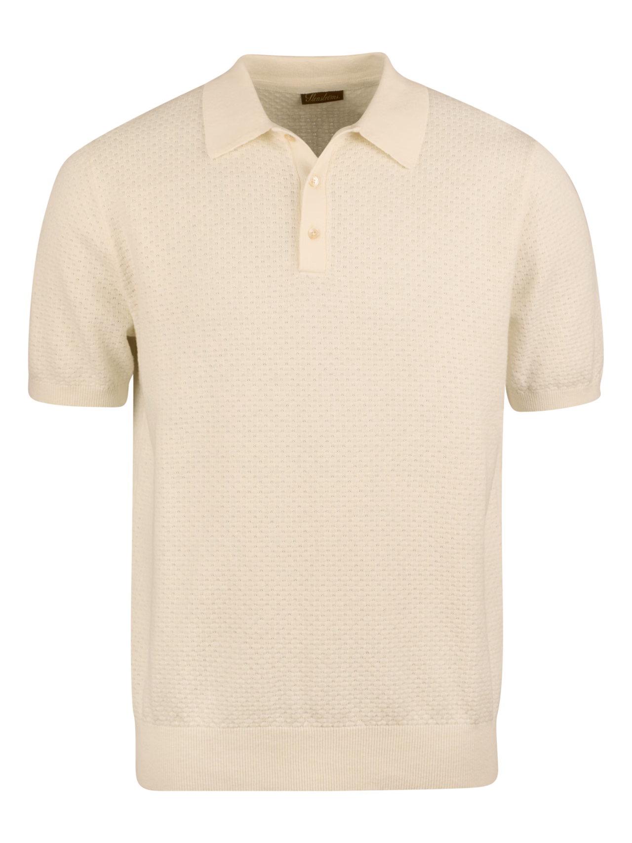Stenströms Poloshirt Knitted Cotton Off White