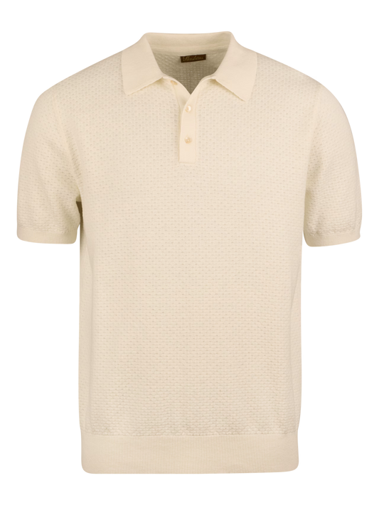 Stenströms Poloshirt Knitted Cotton Off White