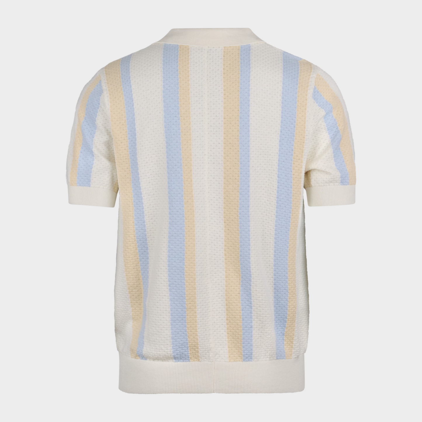 Stenströms Polo Shirt Knitted Gestreift Hemp Cotton Off White