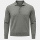 Polo Langarm Grey reine Merinowolle Made in Italy