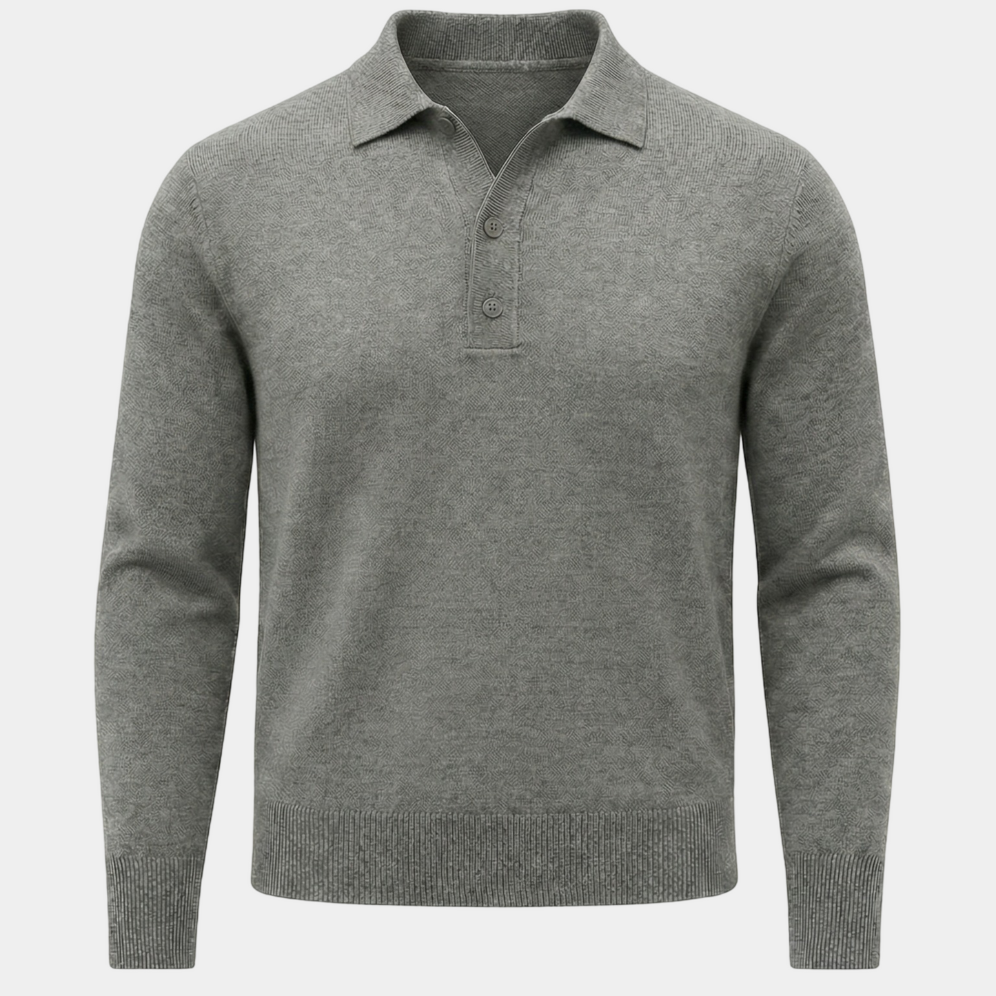 Polo Langarm Grey reine Merinowolle Made in Italy
