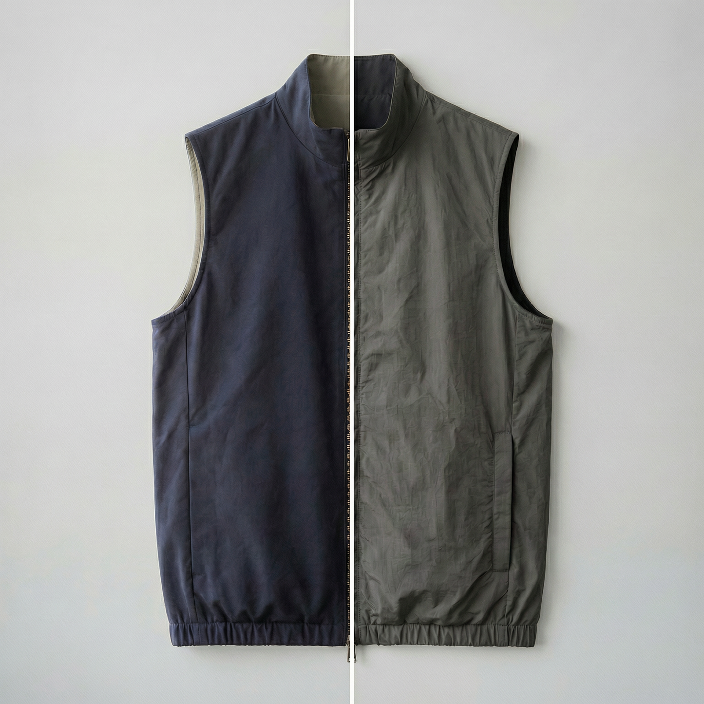 Reversible Zip Weste Navy/Grau