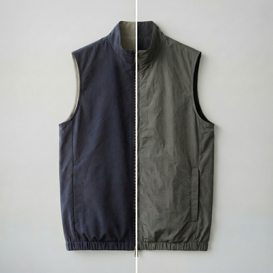 Reversible Zip Weste Navy/Grau