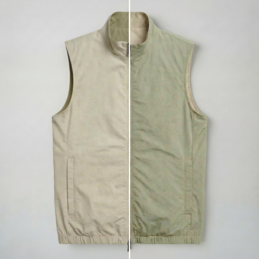 Reversible Zip Weste Beige/Olive