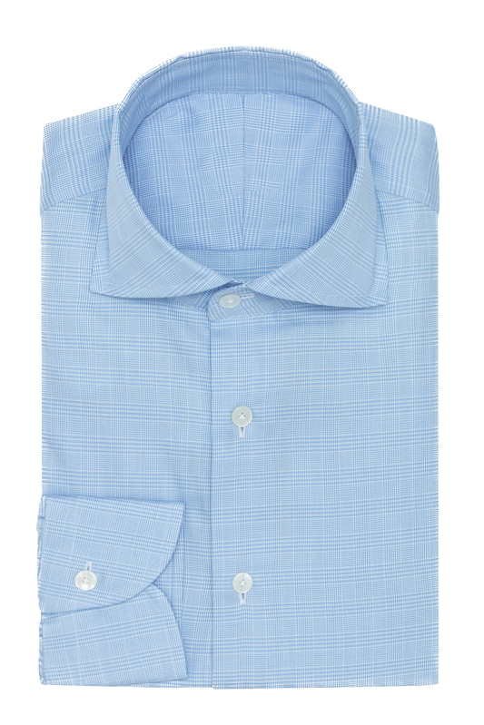 Suitery Maßhemd Business Glencheck Hellblau