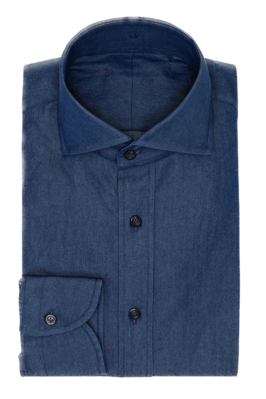 Suitery Maßhemd Casual Washed Denim Navy