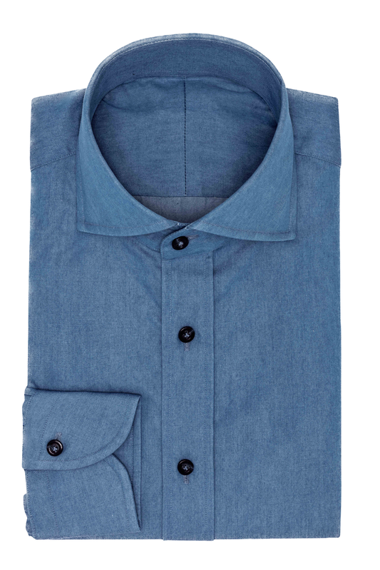 Suitery Maßhemd Casual Washed Denim Blue