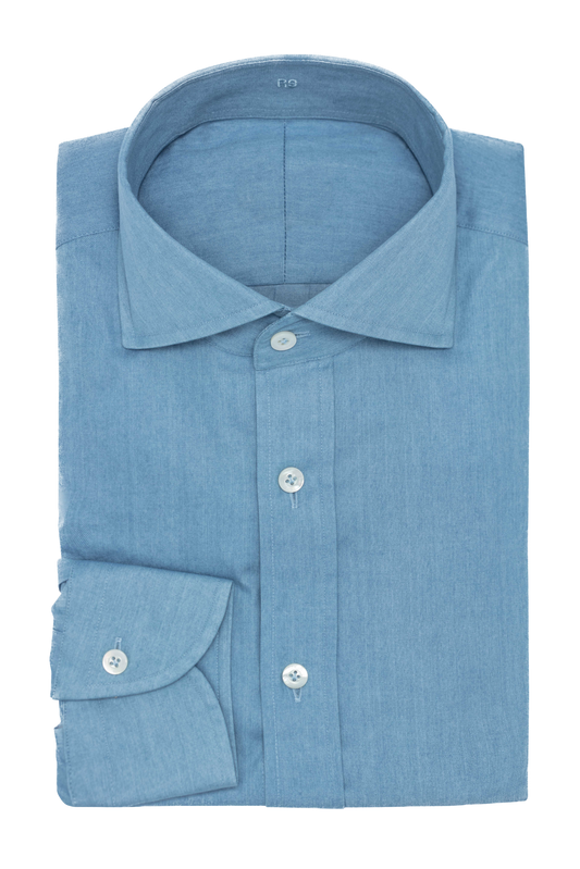Suitery Maßhemd Casual Washed Denim Hellblau
