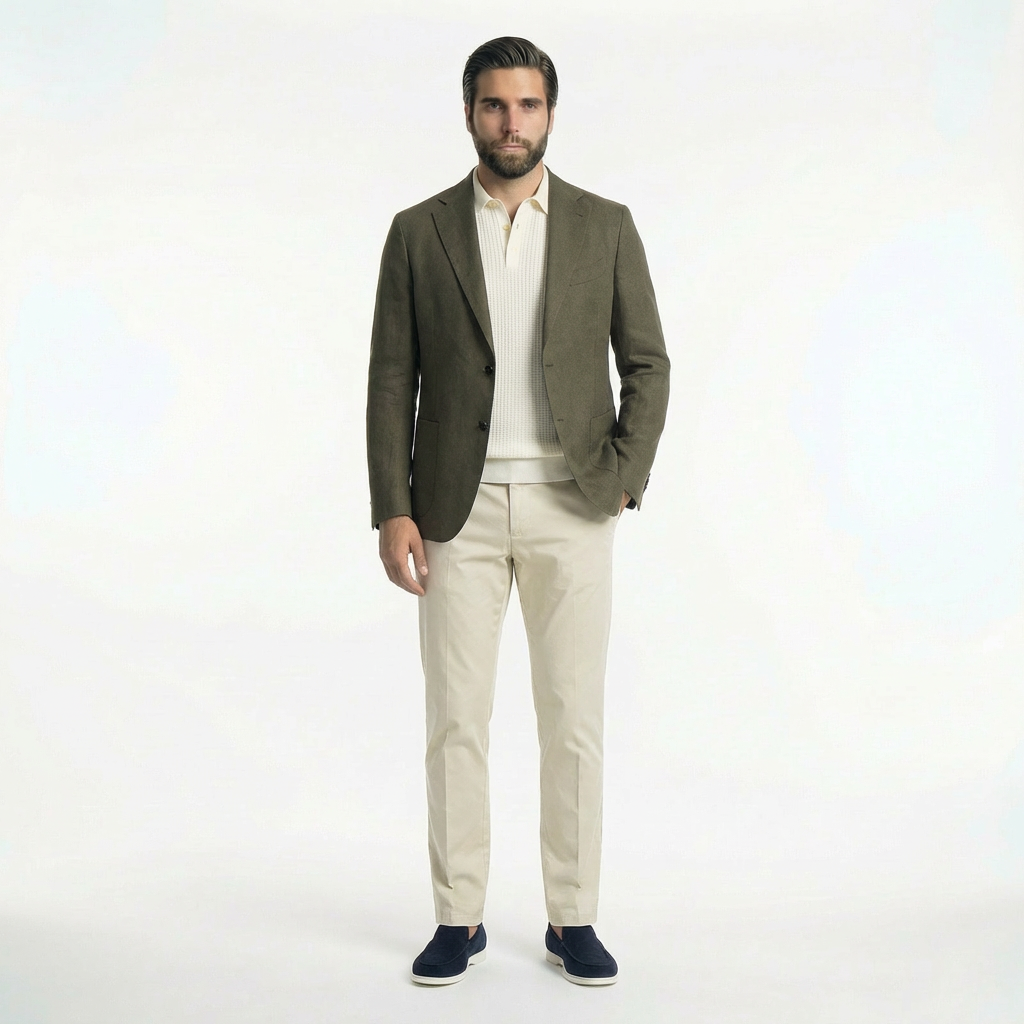 Sakko Leinen Kahki - Made in Italy