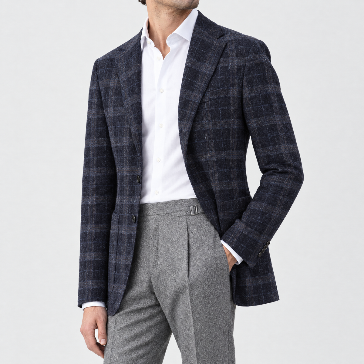Sakko Oropa Navy Grey Checked