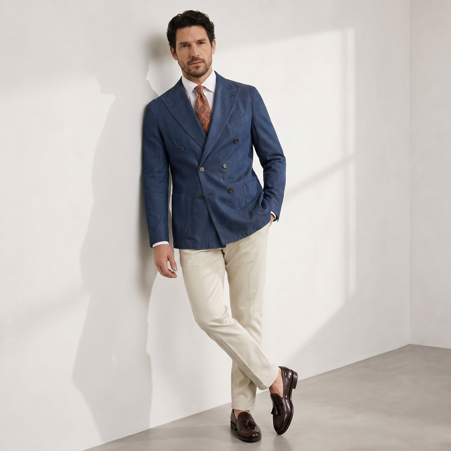 Sakko Blue Satorial Zweireihig Denim - Made in Italy