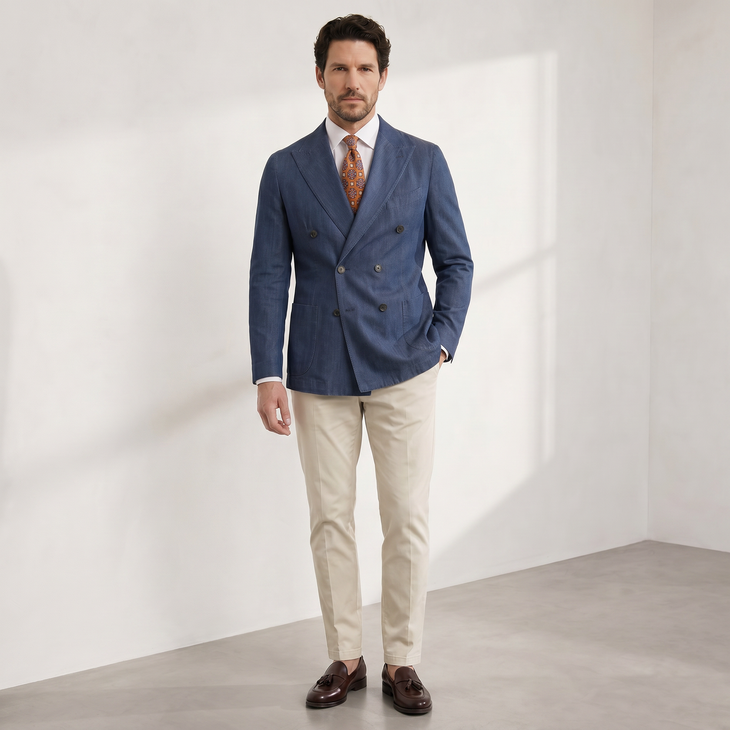 Sakko Blue Satorial Zweireihig Denim - Made in Italy