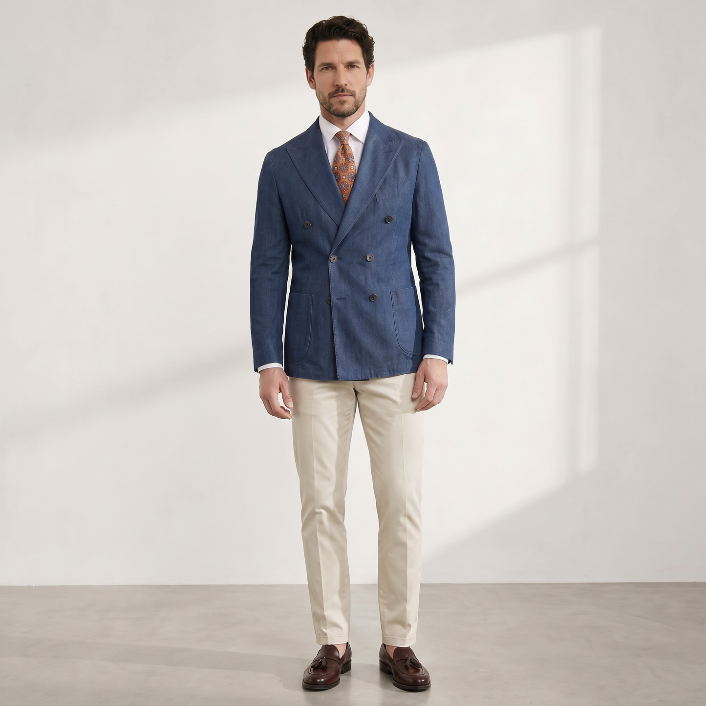 Sakko Blue Satorial Zweireihig Denim - Made in Italy