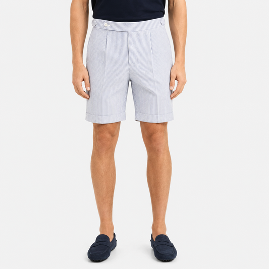 Seersucker Shorts Blau gestreift Sartorial