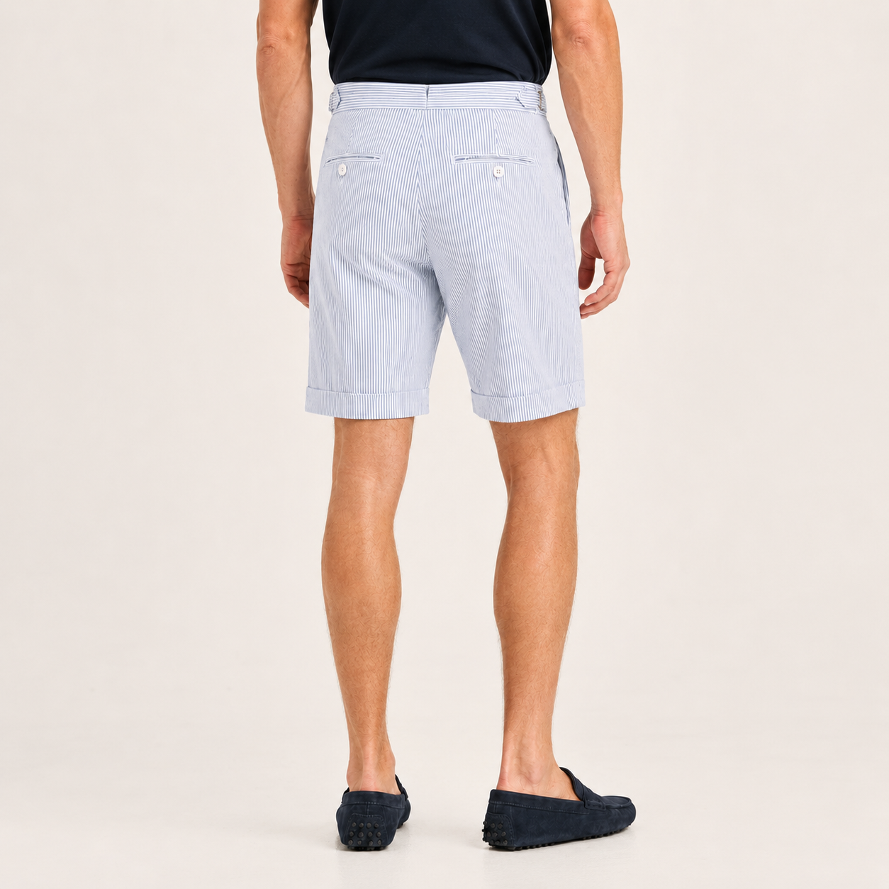 Seersucker Shorts Blau gestreift Sartorial
