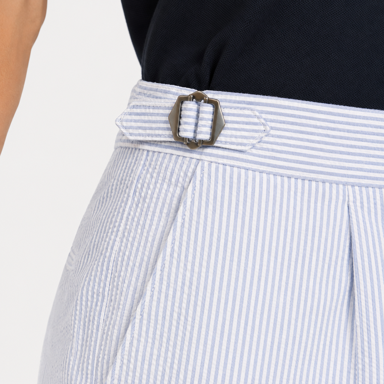 Seersucker Shorts Blau gestreift Sartorial