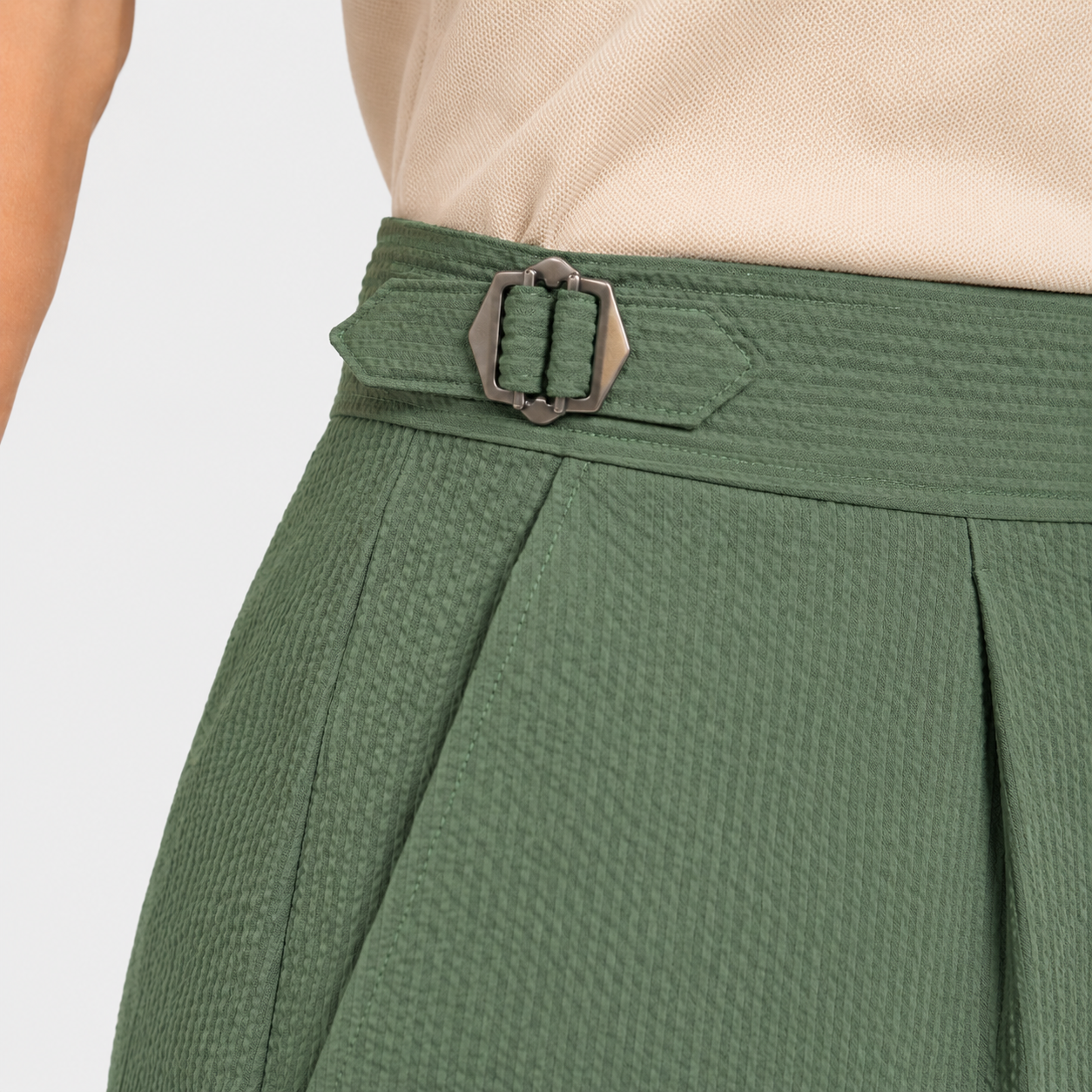 Seersucker Shorts Khaki Seitenspanner