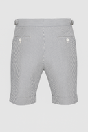 Seersucker Shorts Blau gestreift Seitenspanner