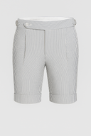 Seersucker Shorts Blau gestreift Seitenspanner