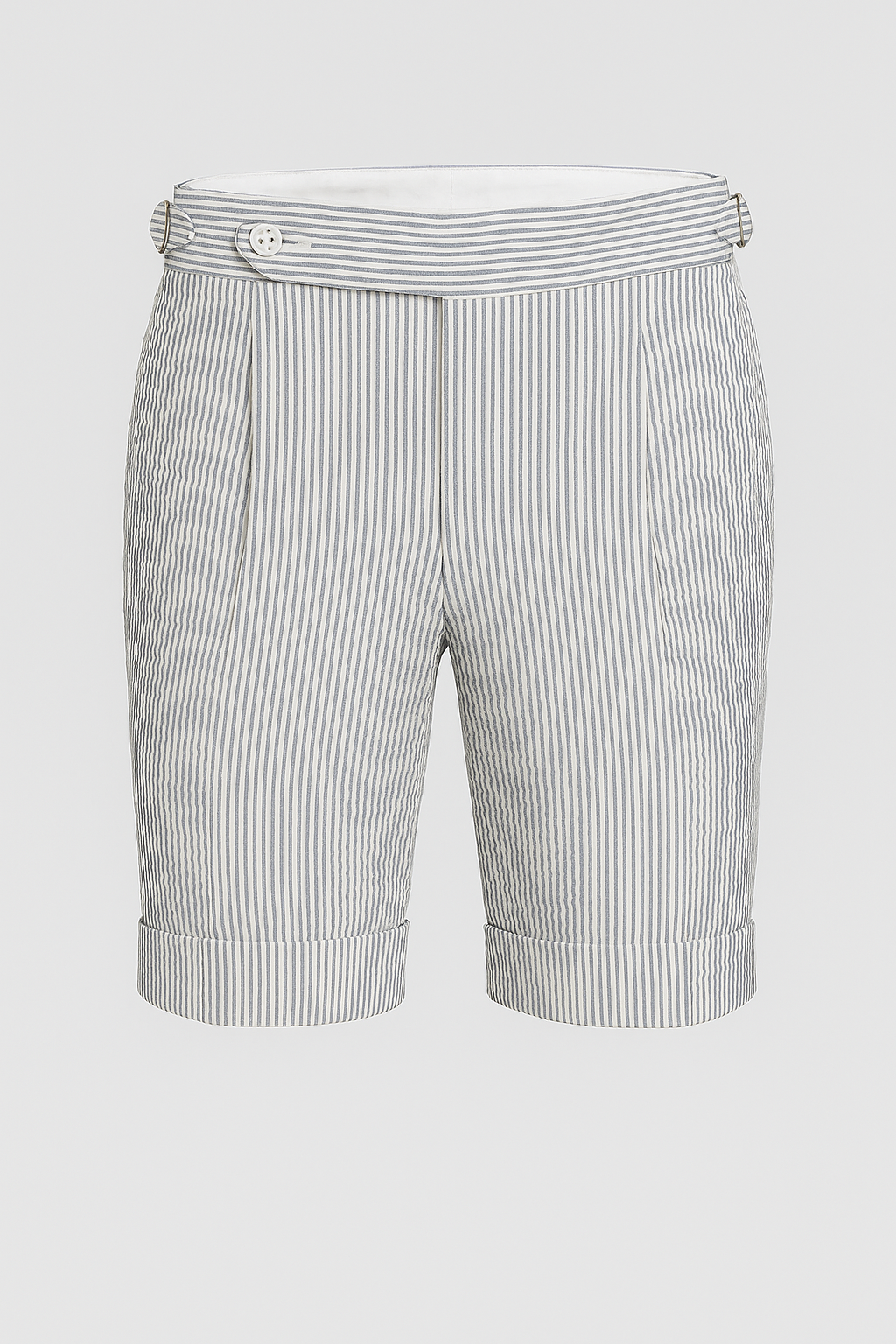 Seersucker Shorts Blau gestreift Seitenspanner