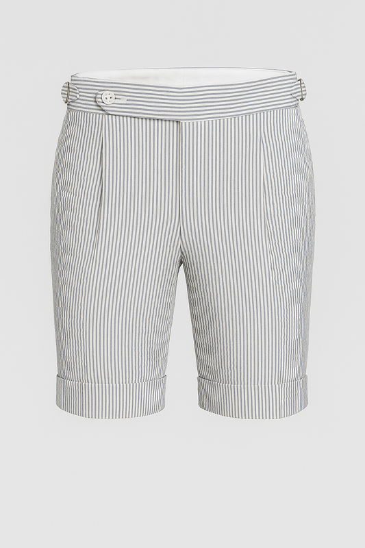 Seersucker Shorts Blau gestreift Seitenspanner