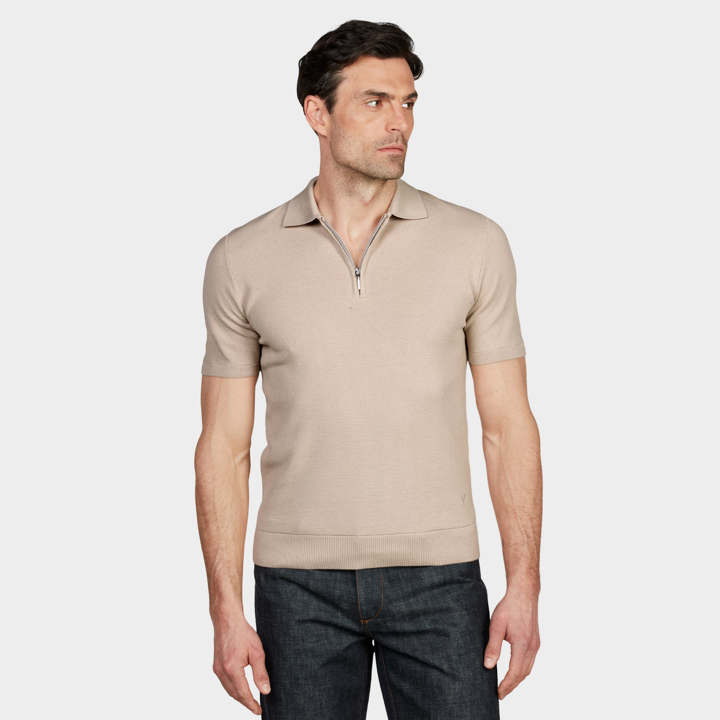 Polohemd Zip Beige