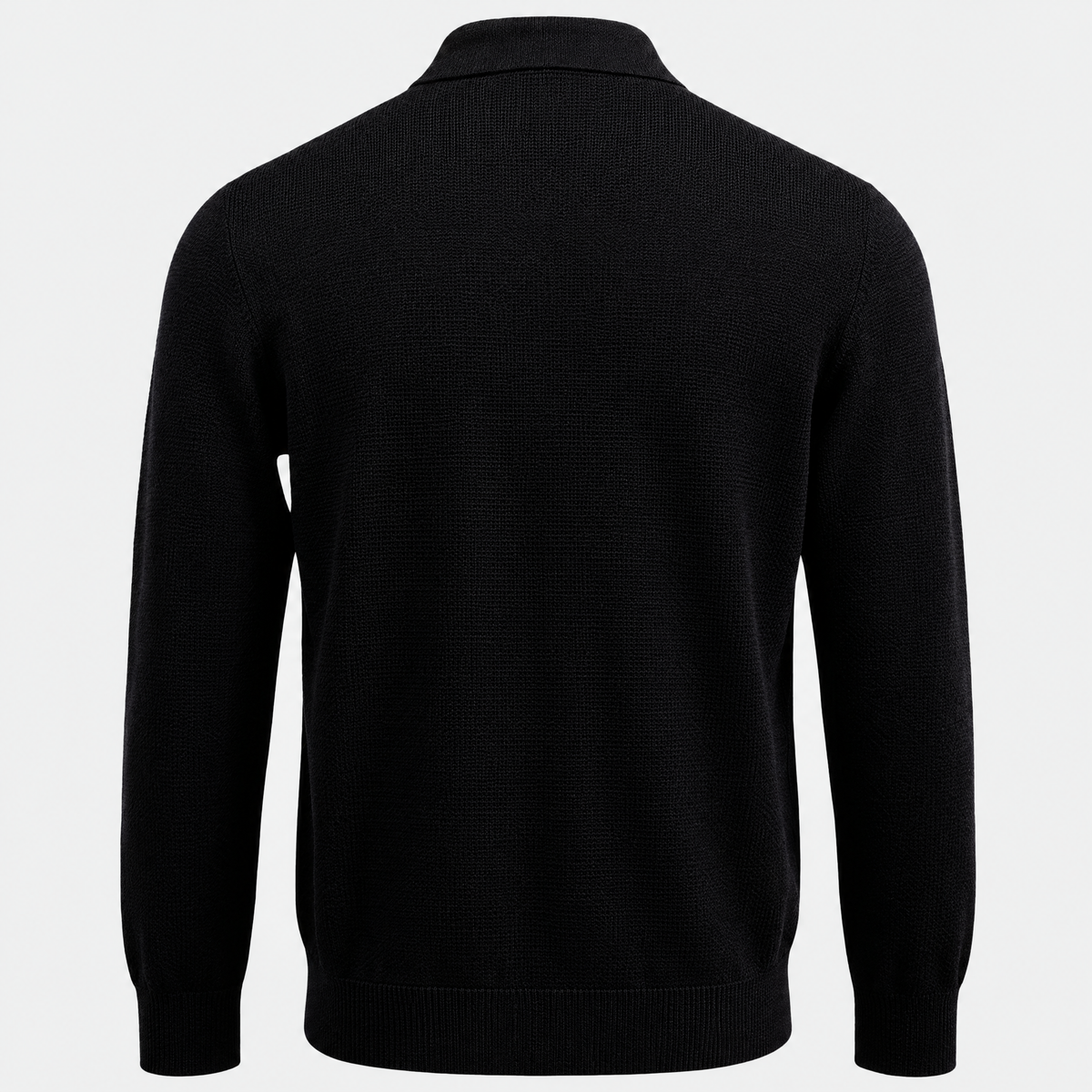 Strickjacke Hemdkragen Black Merinowolle Made in Italy