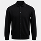Strickjacke Hemdkragen Black Merinowolle Made in Italy