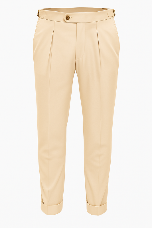 Bundfaltenhose Satorial Baumwolle Beige