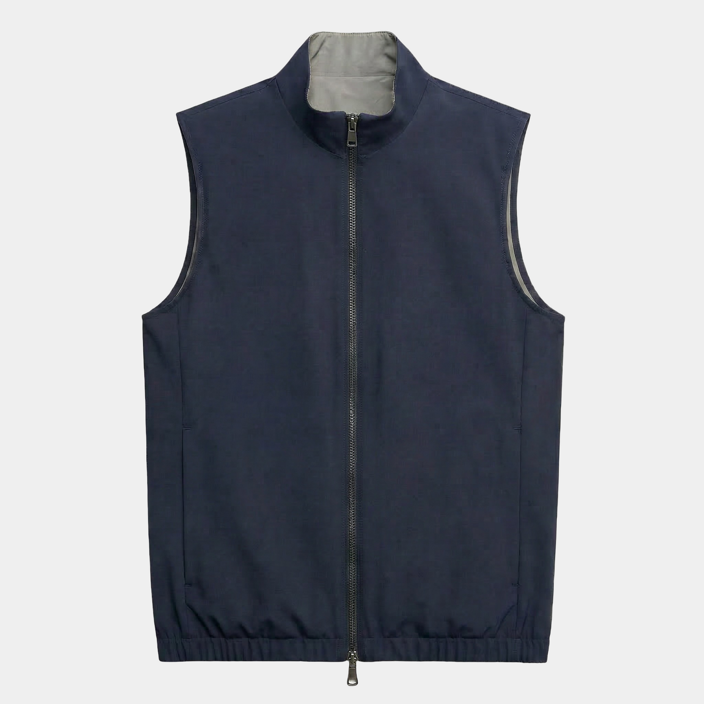 Reversible Zip Weste Navy/Grau