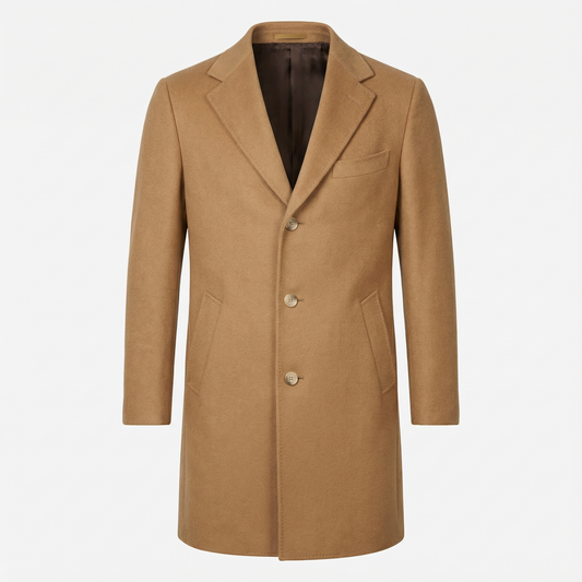 Wollmantel Beige Einreihig