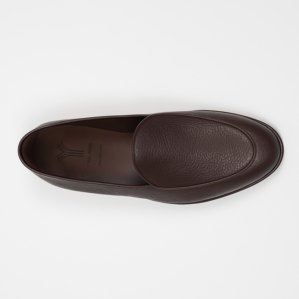 Yanko Belgian Loafer Dunkelbraun genarbtes Leder